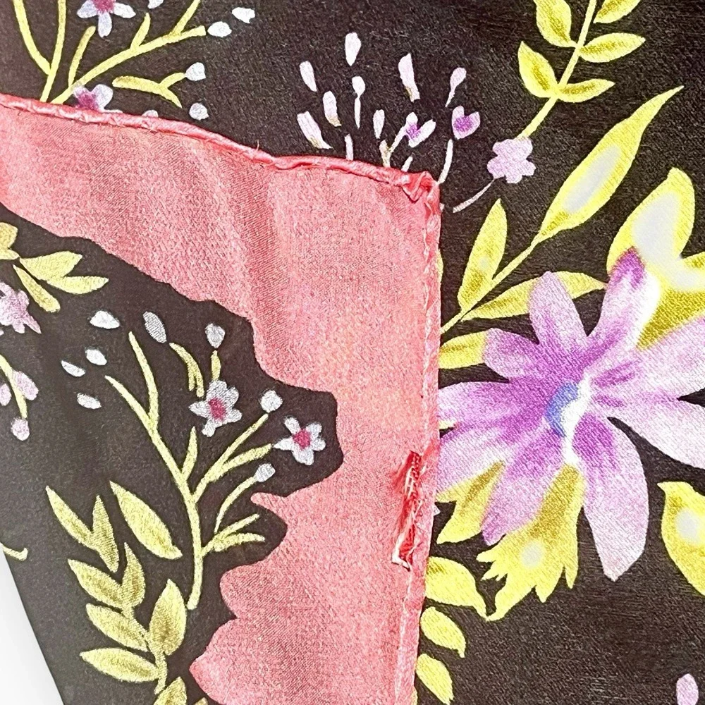 Vintage Anne Klein Scarf Bouquet Floral Silk 21